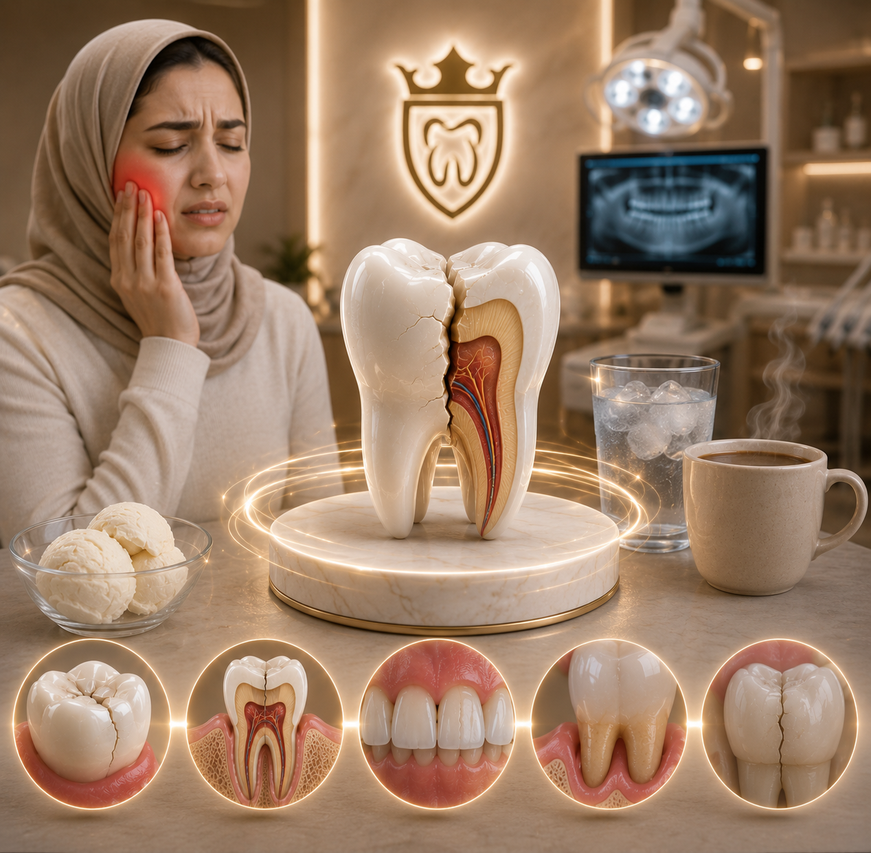 <p>حساسية الأسنان: لماذا تؤلمك الأسنان عند تناول المشروبات الباردة أو الساخنة؟</p>